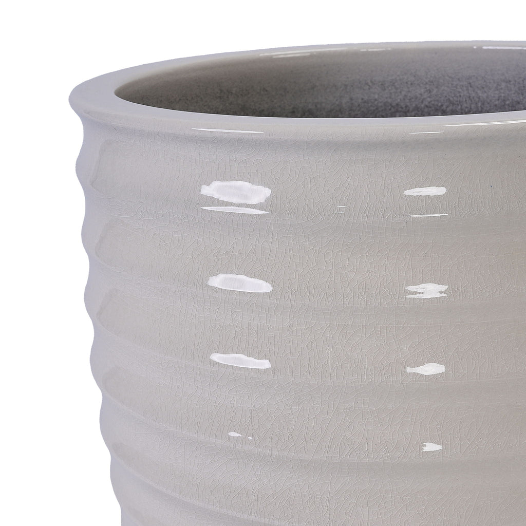 White Flowerpot Planter with Durable Construction - White