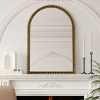 Vintage Iron Art Arch Mirror with Table & Wall Display Options - Gold or Pearl Silver