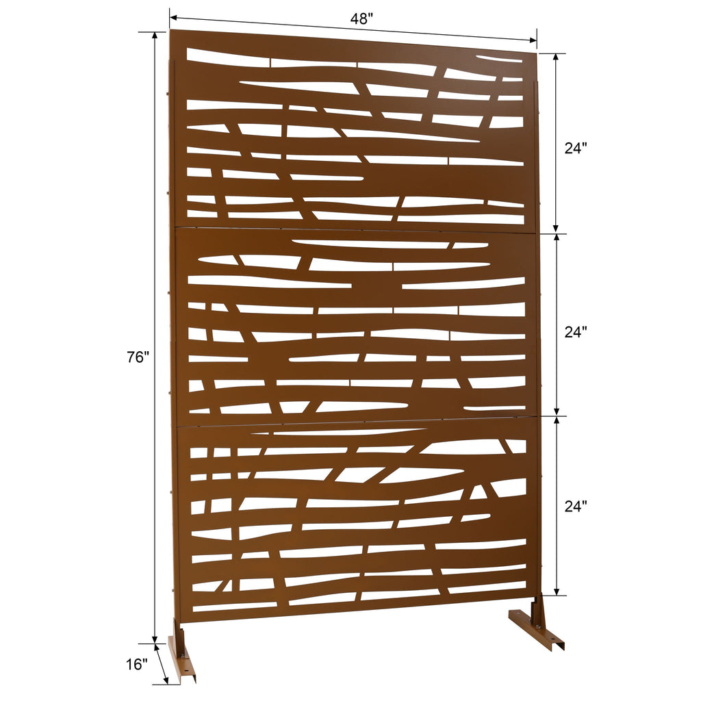 Metal Privacy Screen Room Divider with Durable Construction - Black, White, Dark Brown