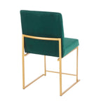 Contemporary High Back Dining Chair Set with Upholstered Seat - Multiple Colors