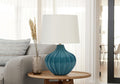Blue Ceramic Transitional Table Lamp with 3-Way Switch - Blue