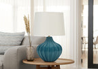 Blue Ceramic Transitional Table Lamp with 3-Way Switch - Blue