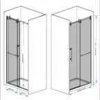 Frameless Sliding Bathtub Door with Tempered Glass - Black or Gray