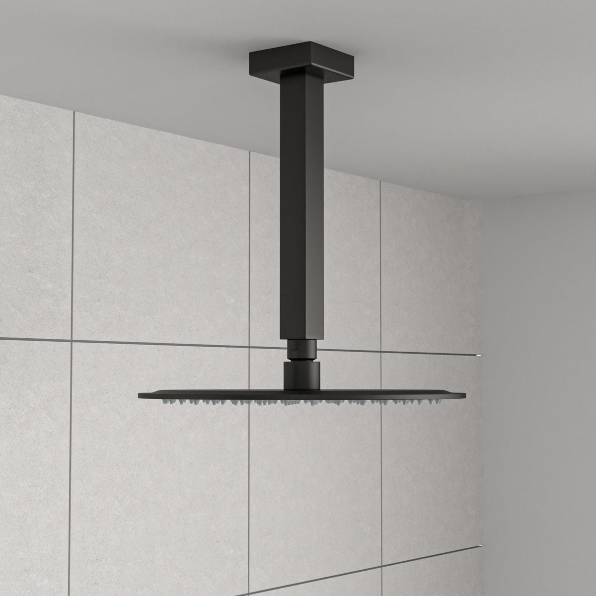 Premium 8" Ceiling Mounted Shower Arm with Flange - Black or Gray