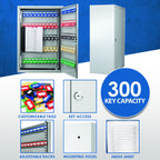 Adjustable Key Cabinet with Lock - Multiple Sizes, Gray or Black
