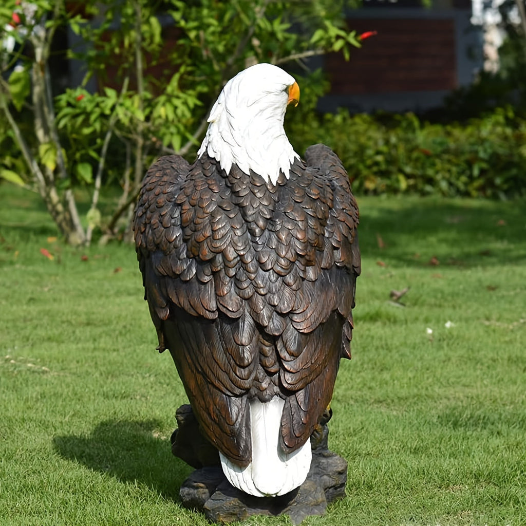 Large Standing Bald Eagle Garden Statue with Hand-Painted Detail - Brown