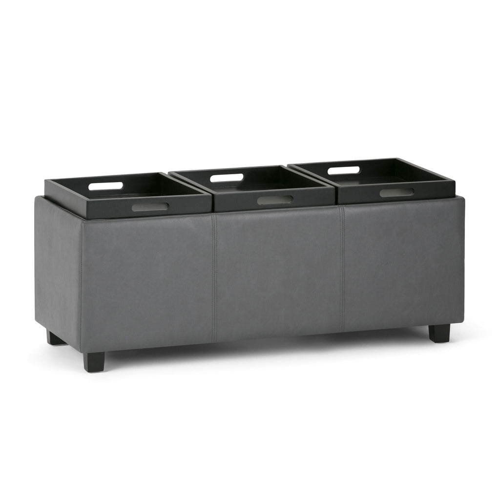 Avalon Upholstered Storage Ottoman with Flip-Over Serving Trays - Multiple Colors