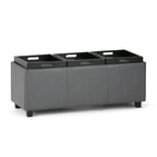 Avalon Upholstered Storage Ottoman with Flip-Over Serving Trays - Multiple Colors