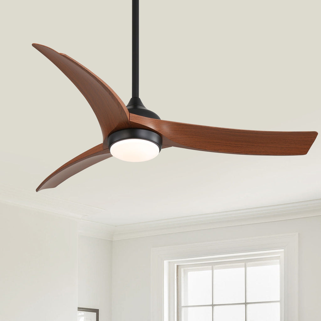 Ceiling Fan With 3 Blades, Remote Control, Dimmable Light - Black