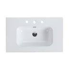 Glossy White Ceramic Integrated Sink with Seamless Design - White