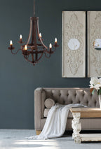 6 Light Metal Chandelier - Black