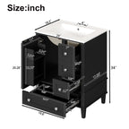 Bathroom Vanity with Integrated Basin and Soft Close Drawers - Multiple Colors