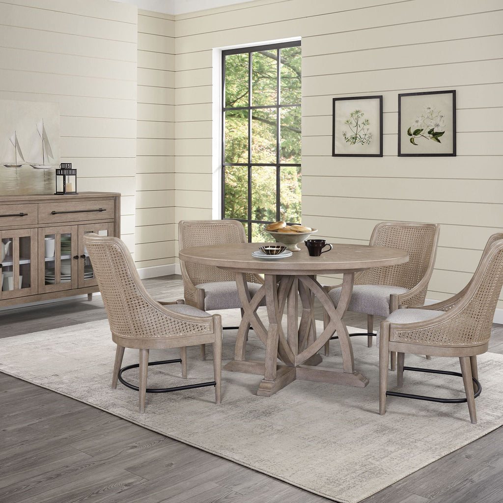 Cane Back Dining Chairs with Solid Wood Frame - Sand (Set of 2)