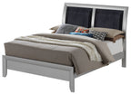 Padded Headboard Upholstered Bed with Supportive Hardwood Frame – Pearl Silver