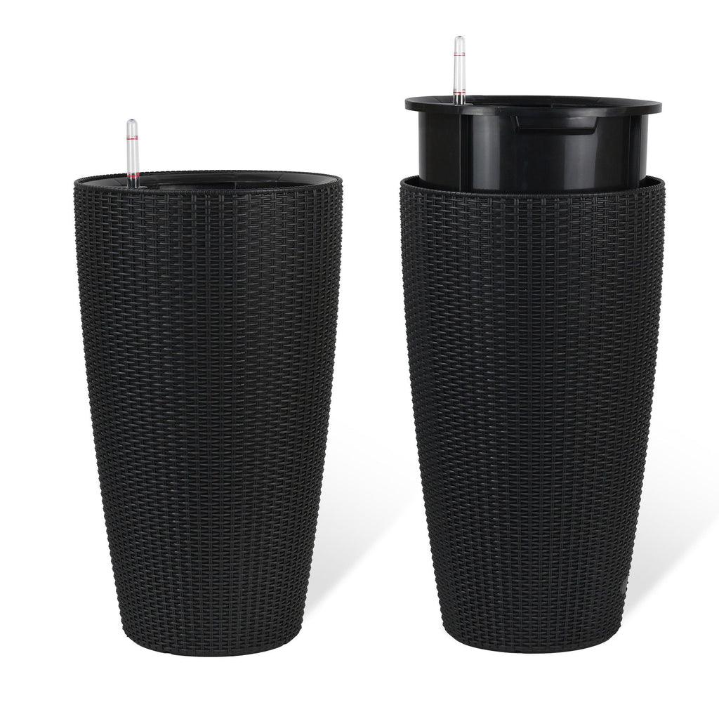 Tall Planters Set with Auto Watering and Water Level Monitor - Polypropylene