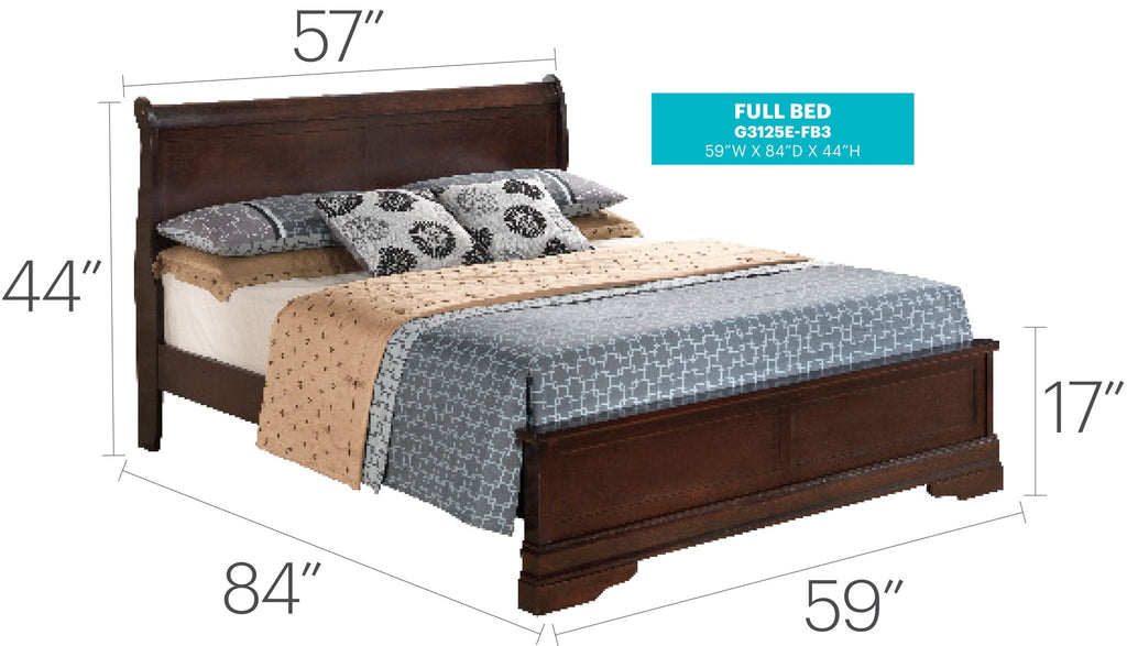 Sleigh Bed with Low Footboard - Real Wood Veneers, Multiple Colors