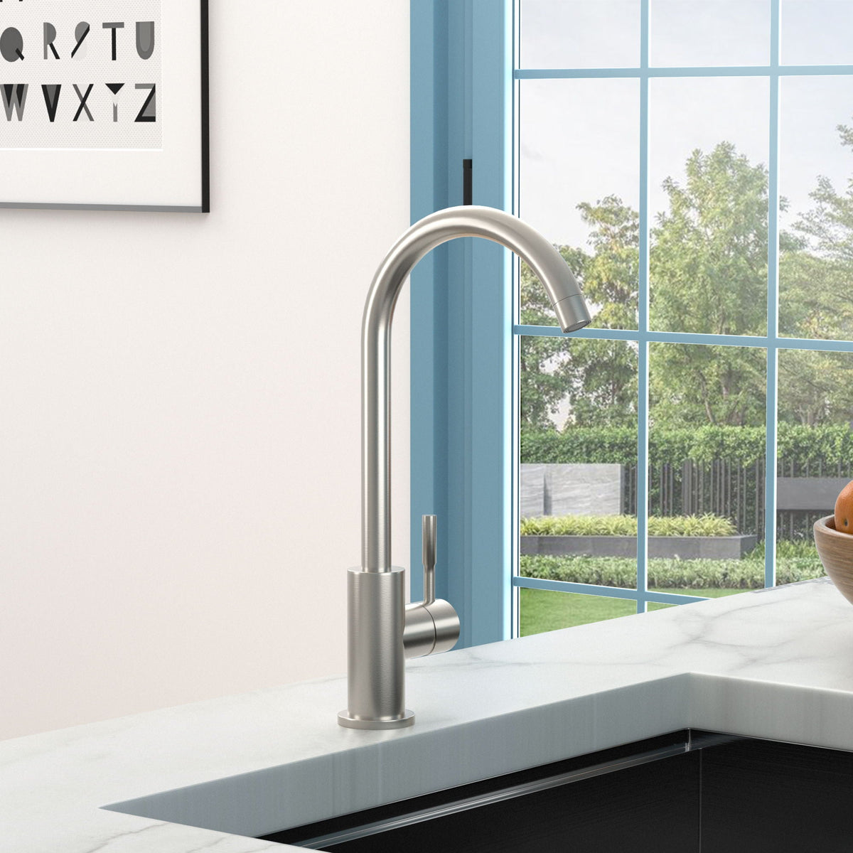 Modern Kitchen Sink Faucet with Single Handle - Gray, Black, Gold