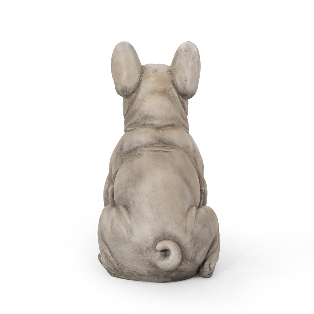 French Bulldog Garden Sculpture with Weather-Resistant Finish - Gray