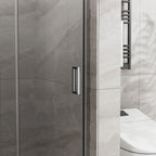 Frameless Glass Shower Door Bifold with Zinc Alloy Handle - Pearl Silver or Black