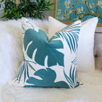 Autumn Vibes Leaf Accent Pillow with Soft Texture - Green, Dark Gray, Light Blue, Yellow, Orange