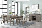 2 Tone 6 Drawer Dining Table with Ample Storage - Gray