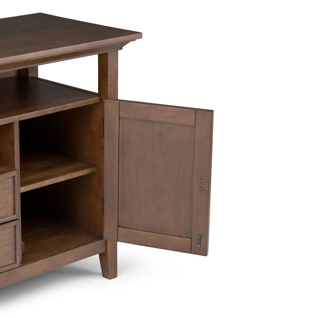 Tall TV Media Stand with Adjustable Storage - Rustic Natural Aged Brown