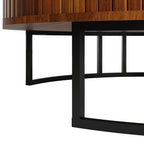 31.5" Round Coffee Table with Fluted Lift-Top Storage - Walnut