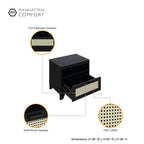 Modern Cane Accent Nightstand with 1 Drawer - Black or Light Brown