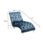 Velvet Button Tufted Chaise Lounge with Pillow - Multiple Colors