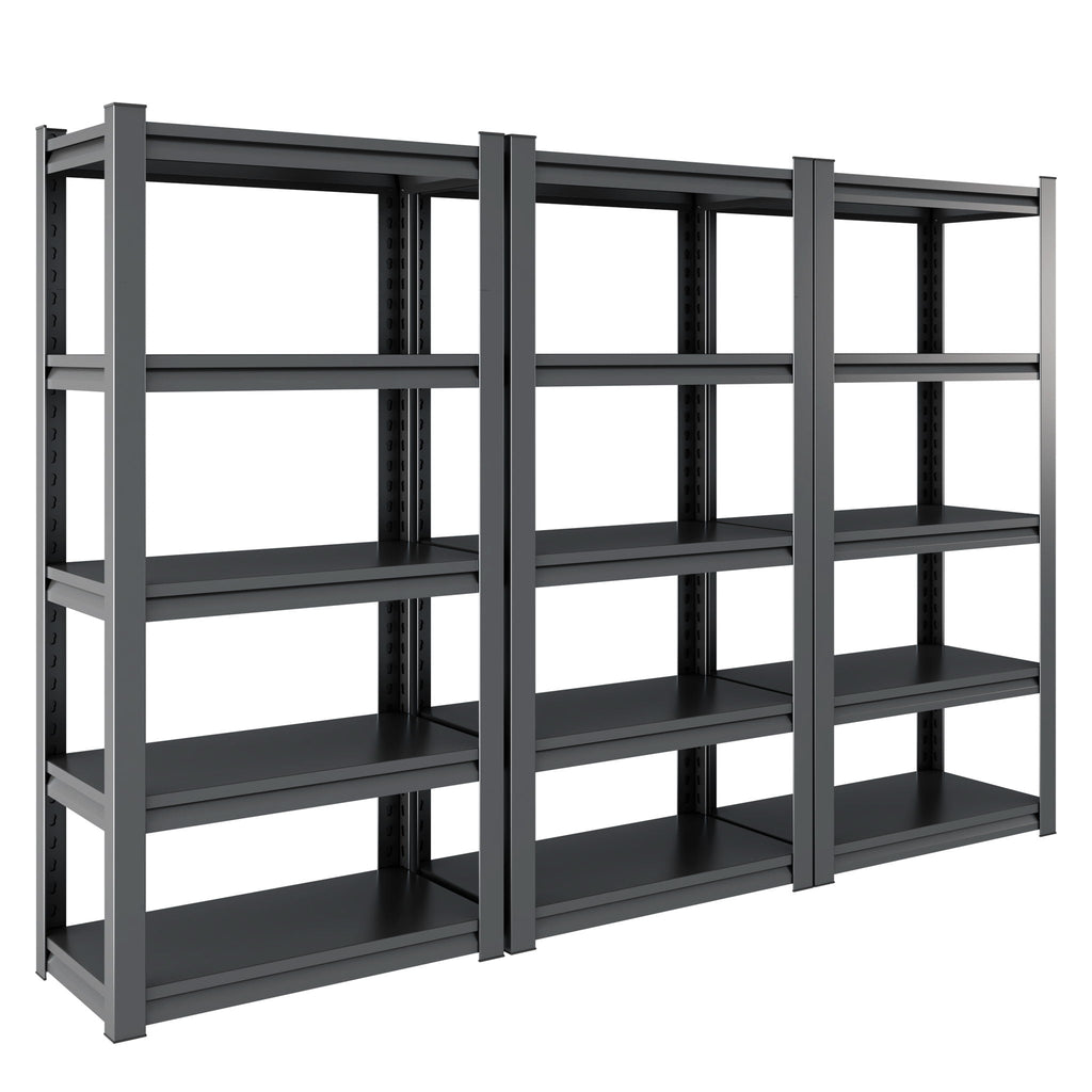 Heavy Duty Metal Garage Shelving Unit with Adjustable Shelves - Black