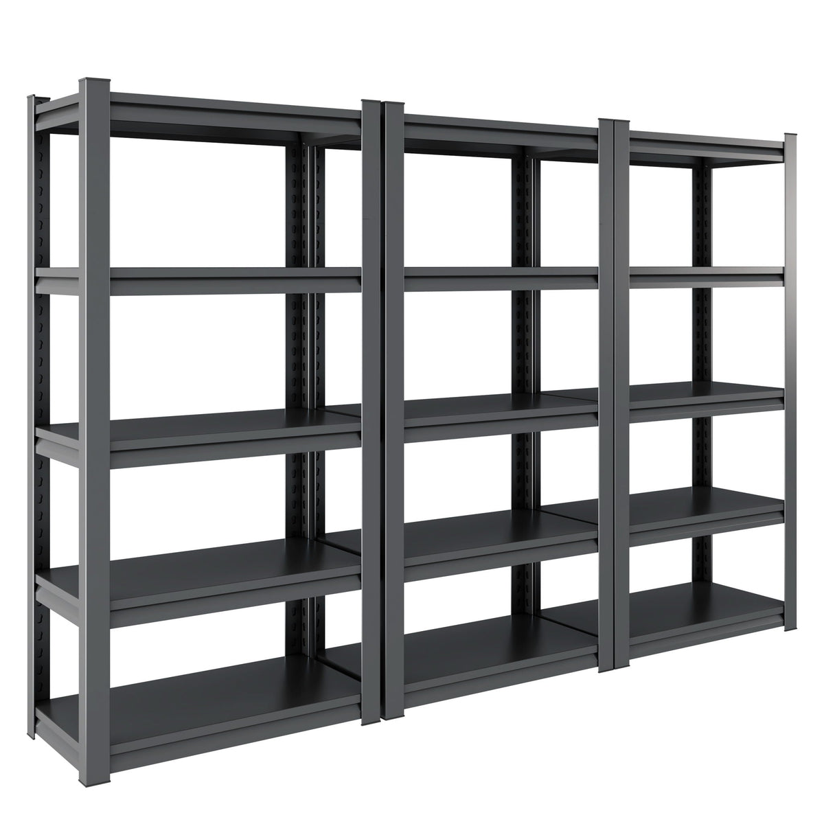 Heavy Duty Metal Garage Shelving Unit with Adjustable Shelves - Black