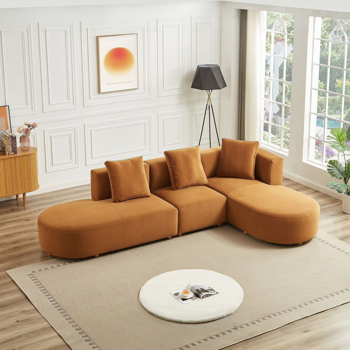Light Brown Sectional Sofa with Plush Cloud Comfort - Left or Right Facing