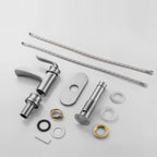 Brushed Nickel Waterfall Spout Bathroom Faucet with Single Handle and Pop Up Drain