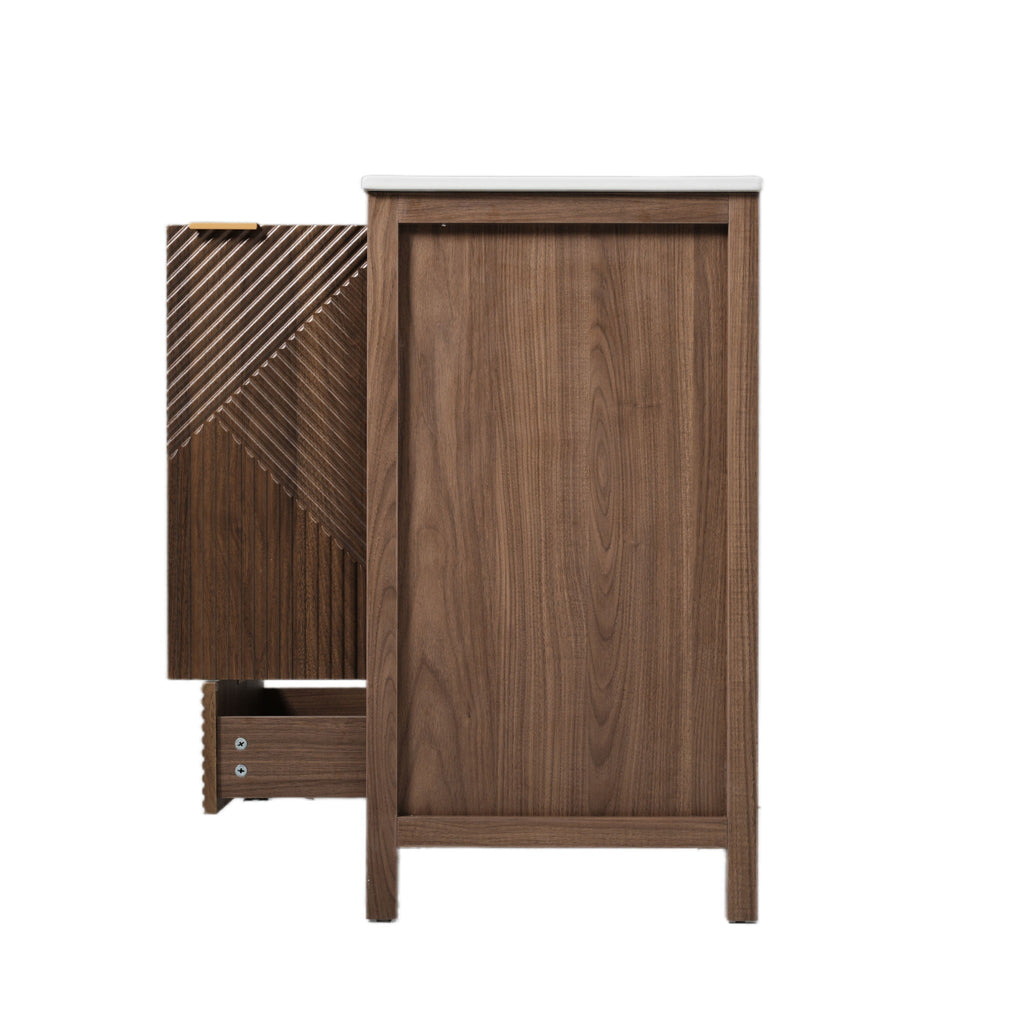 Modern Bathroom Vanity with Sink Combo – Compact Storage - Dark Brown or White