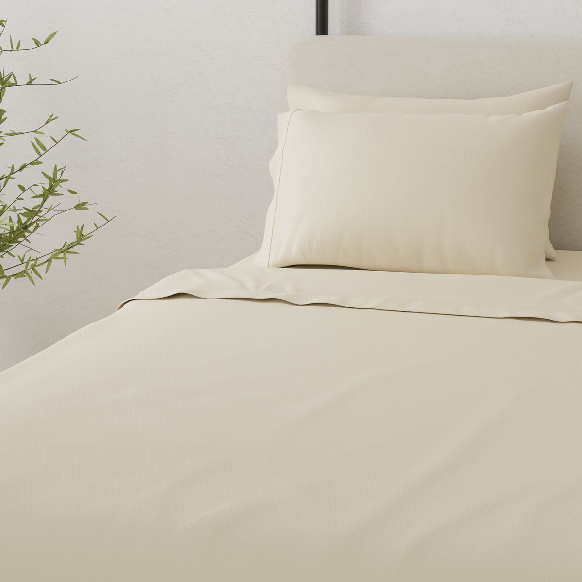 Brushed Hypoallergenic Split Sheet Set with Deep Pockets - White, Beige, Light Brown