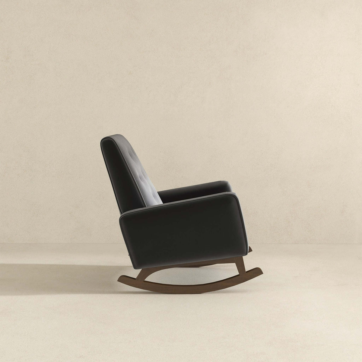 Mid-Century Modern Rocking Chair with High Density Foam Cushion - Dark Gray