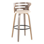 Mid Century Modern Fixed Height Barstool Set with Swivel and Footrest - Beige or Black