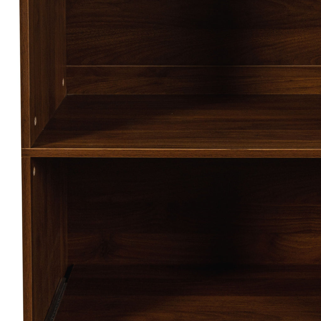 Tall Kitchen Pantry Cabinet with 4 Tier Side Shelf - Walnut