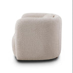 Japandi Style Accent Square Chair with Solid Wood Legs - Beige or White