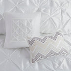 7 Piece Tufted Comforter Set with Hypoallergenic Filling - White
