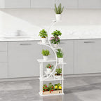 White S-Shaped Plant Stand with 8 Tiers - White