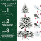 6ft Snow-Flocked Pre-Lit Christmas Tree with 1100 PE+PVC Tips - White