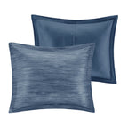 Navy Seersucker Comforter Set with Hypoallergenic Filling - King