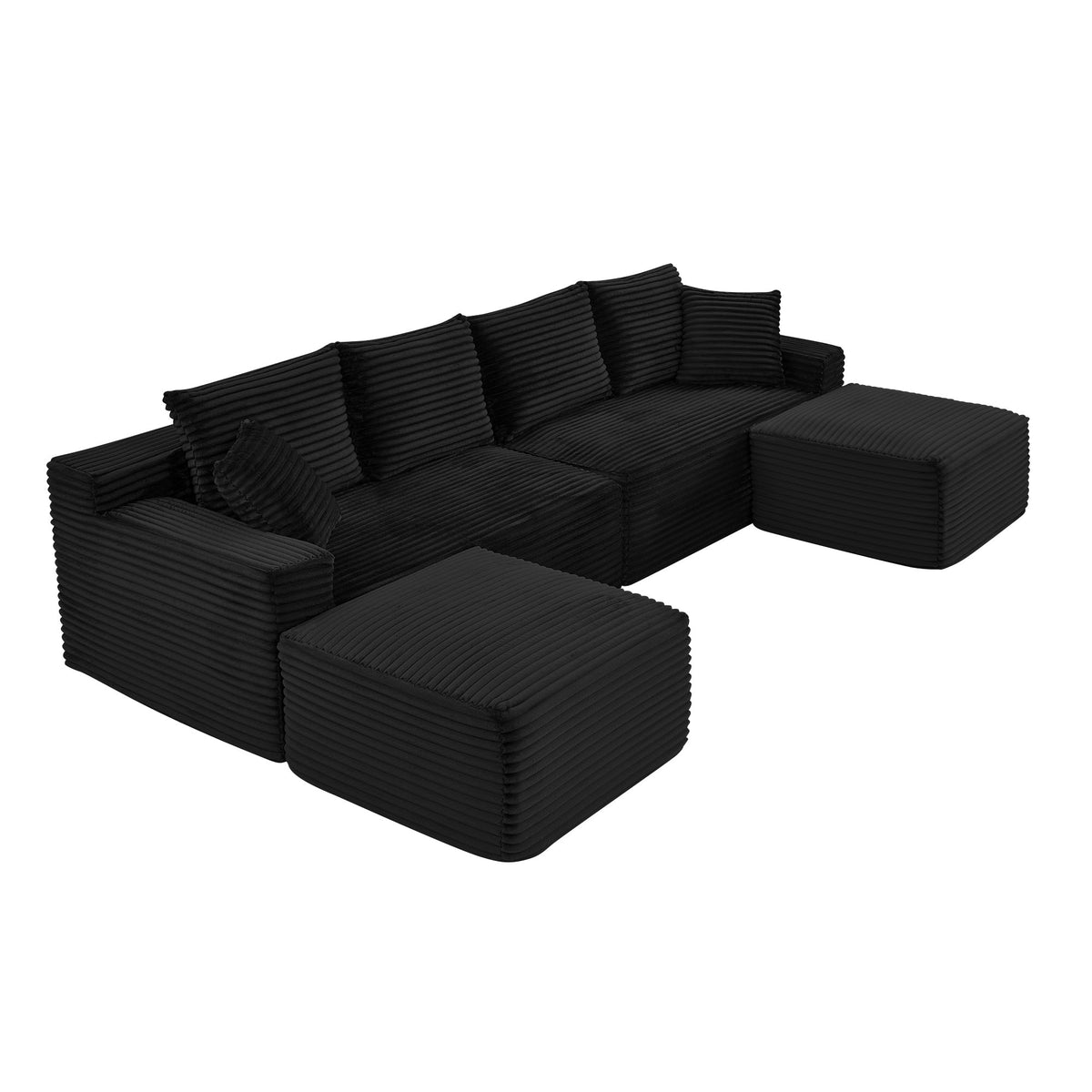 115" Comfy U-Shaped Sectional with Chaise and Ottoman - Corduroy