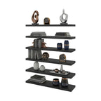 Madison 6-Piece Floating Wall Shelves Set with Wood Construction - Wenge