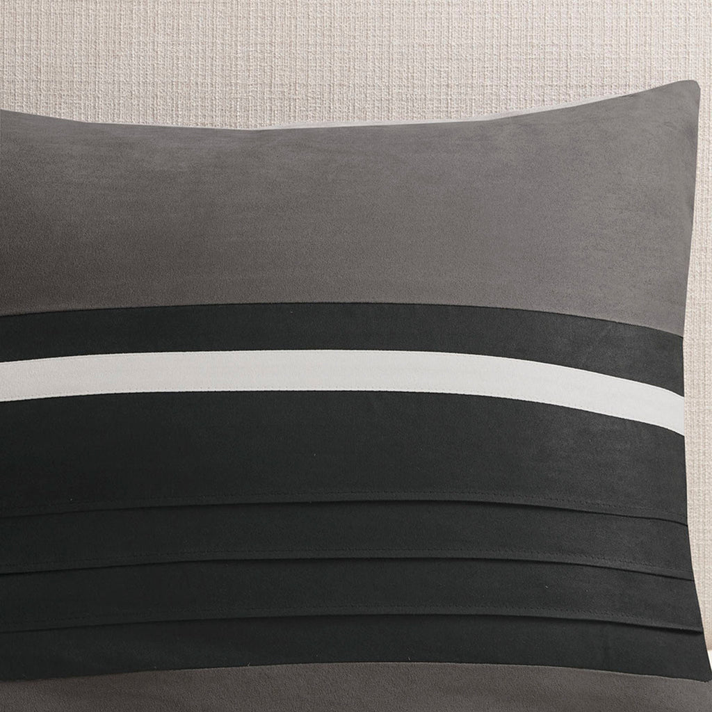7 Piece Faux Suede Comforter Set - Black - King