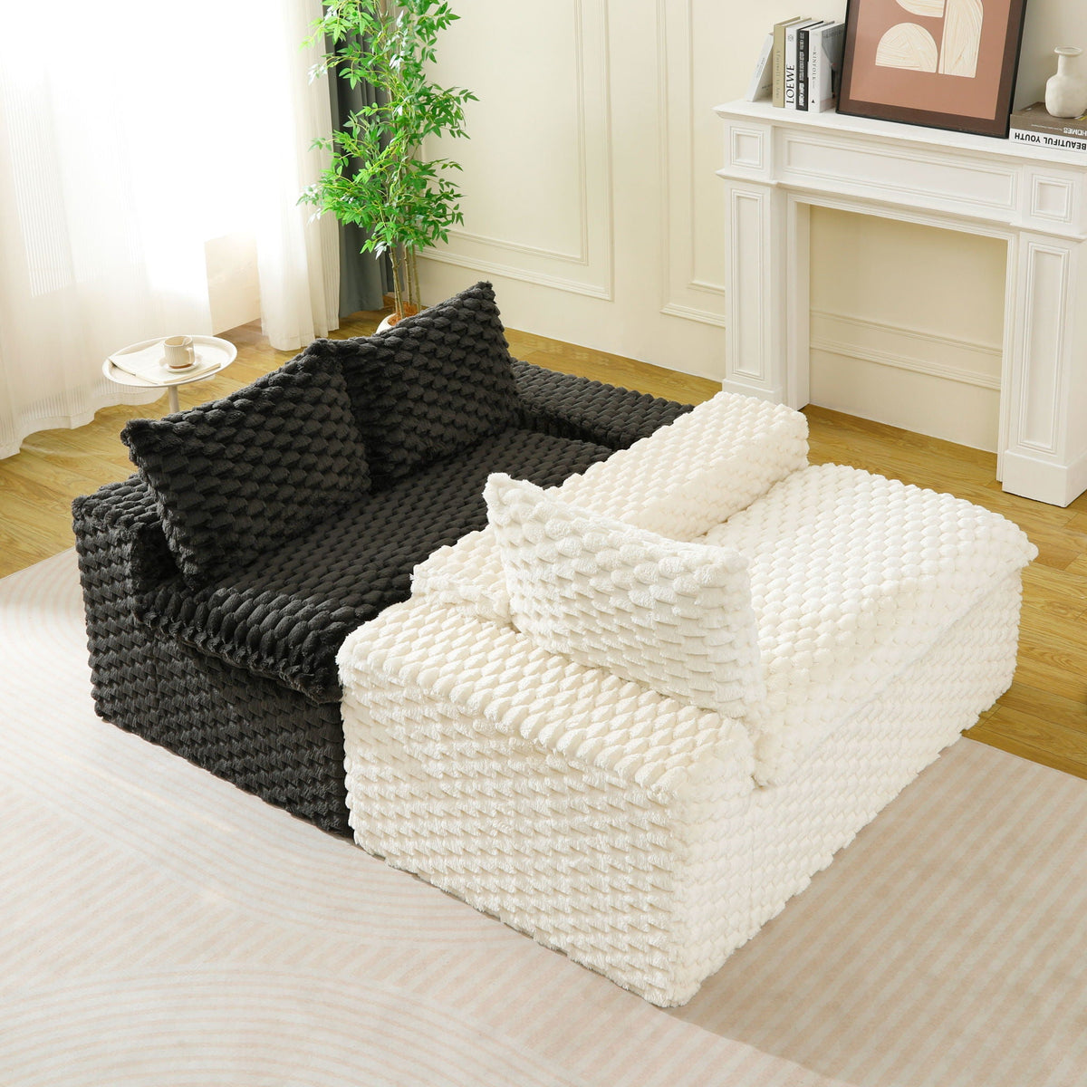 Luxury Multifunctional Sofa for Living Room with Adjustable Layout - Black, Dark Green, White, Pink
