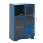 Modern Cabinet with Glass Doors and Drawer - Adjustable Shelves - Multiple Colors
