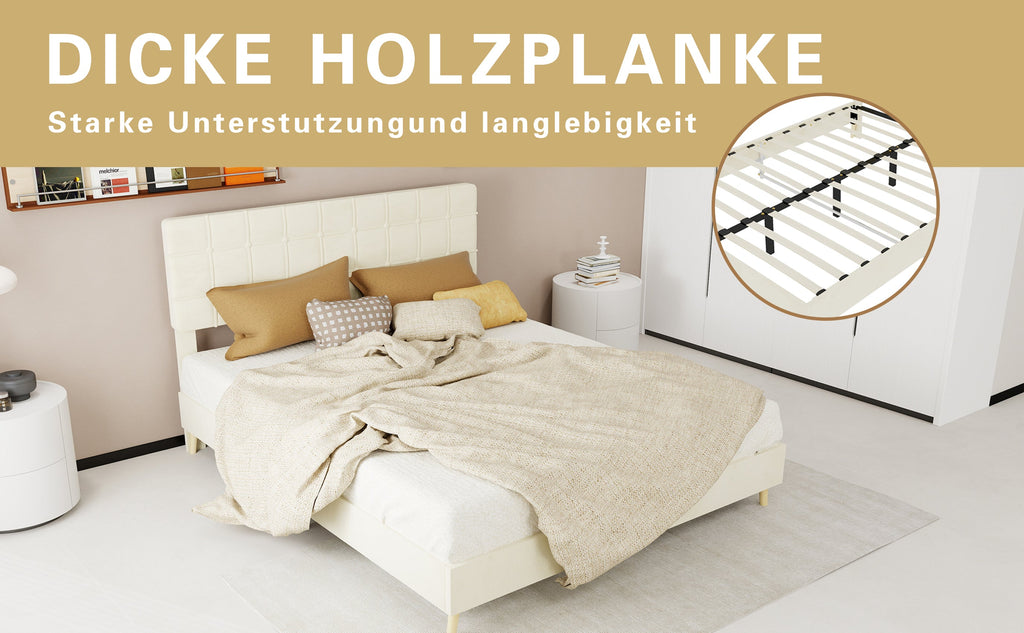 Modern Upholstered Queen Bed Frame with Tufted Headboard – Holland Velvet