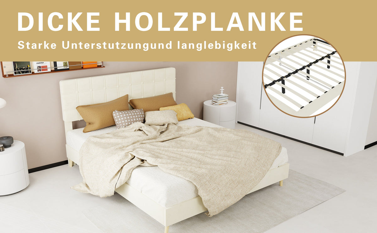 Modern Upholstered Queen Bed Frame with Tufted Headboard – Holland Velvet